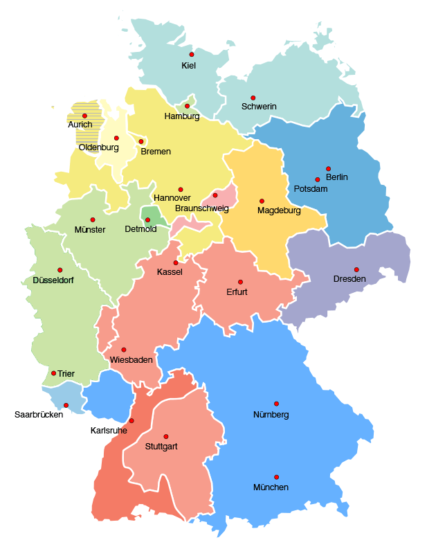 Deutschlandkarte mit den Gebieten der Versicherer.